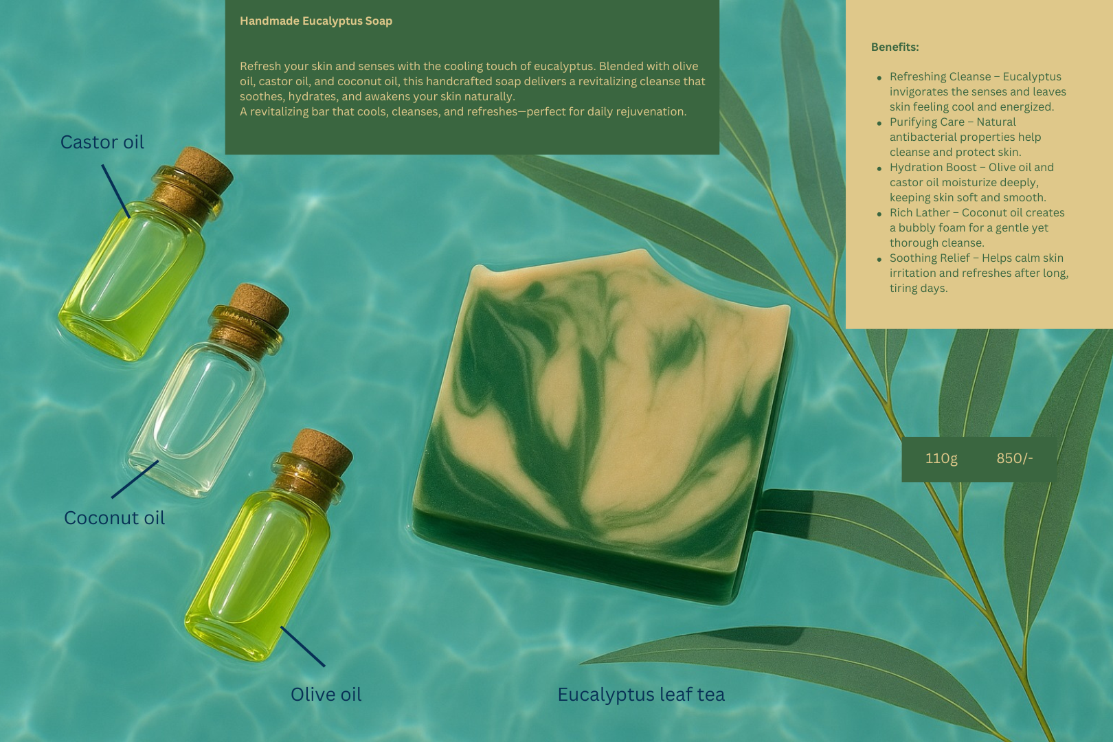 Herbalicious Eucalpyt-Ease Wash(Eucalyptus Soap) organic soap, Handmade Eucalyptus Soap Herbalicious Eucalpyt-Ease Wash(Eucalyptus Soap) organic soap, Handmade Eucalyptus Soap