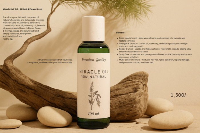 Herbalicious Miracle Organic Hair Oil 50 ml, Miracle Hair Oil – 11 Herb & Flower Blend
